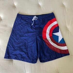 ✅Men Marvel Captain America Trunks Swim Shorts M